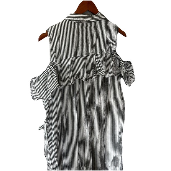 Harlow & Rose Blue White Midi Nautical Striped Dress Size M Beach Boat NWT - Picture 3 of 6